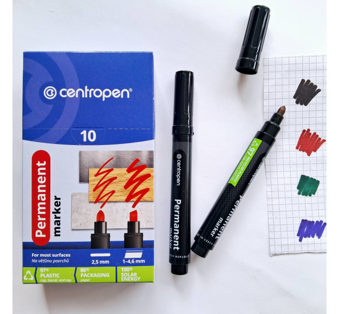Маркер перманентный Centropen 8566 Permanent 2,5 мм круглый, черный