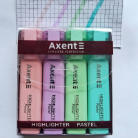 Маркер текстовий Highlighter 2537-A, 1-5 мм клиноподібний, набір 4 пастельних кольорів.
