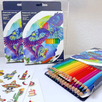 Олівці кольорові акварельні Kite Birds, 36 шт + пензлик
