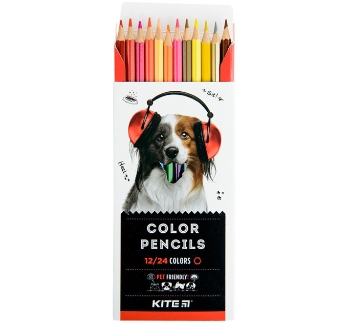 Олівці кольорові двосторонні Kite Dogs, 12 шт (24 кольори)