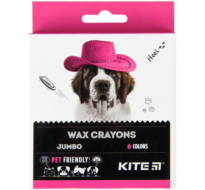 Олівці воскові Kite Dogs Jumbo, 8 кольорів