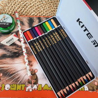 Олівці кольорові м’які Kite Dogs, тригранні, 12 шт., у металевому пеналі