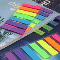 Стікери-закладки Buromax Neon пластикові СТРІЛКИ+ПРЯМІ, 12х45 мм, 200 листів, 8 кольорів
