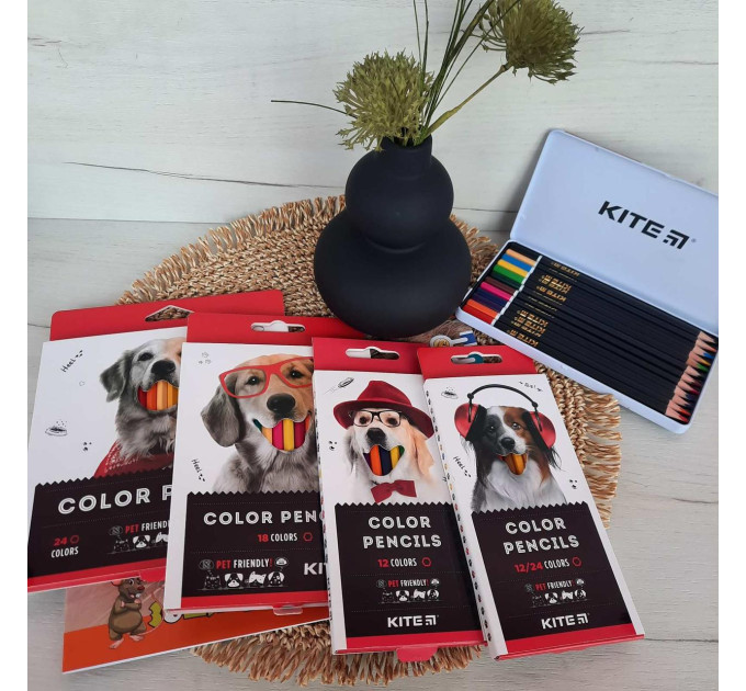 Олівці кольорові двосторонні Kite Dogs, 12 шт (24 кольори)