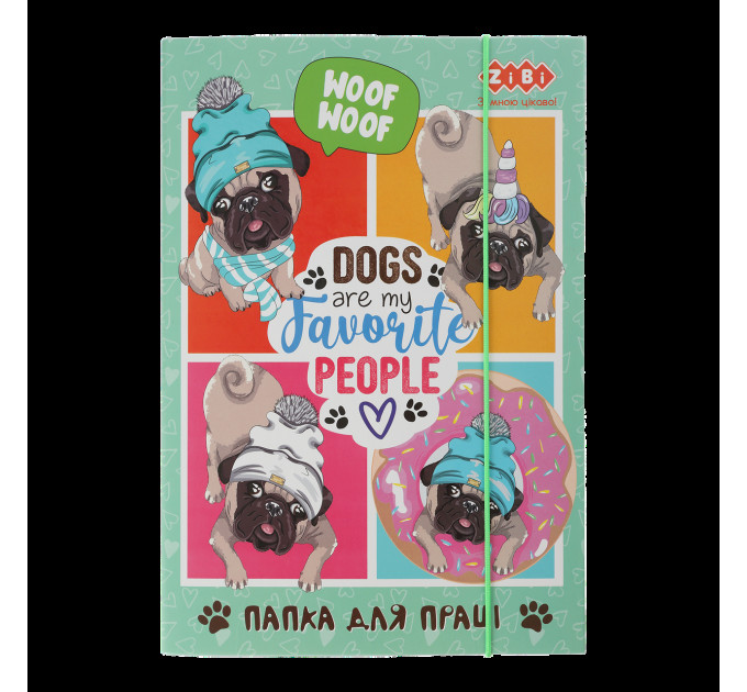 Папка для работы на резинках А4+, картонная, LOVELY DOG, KIDS Line