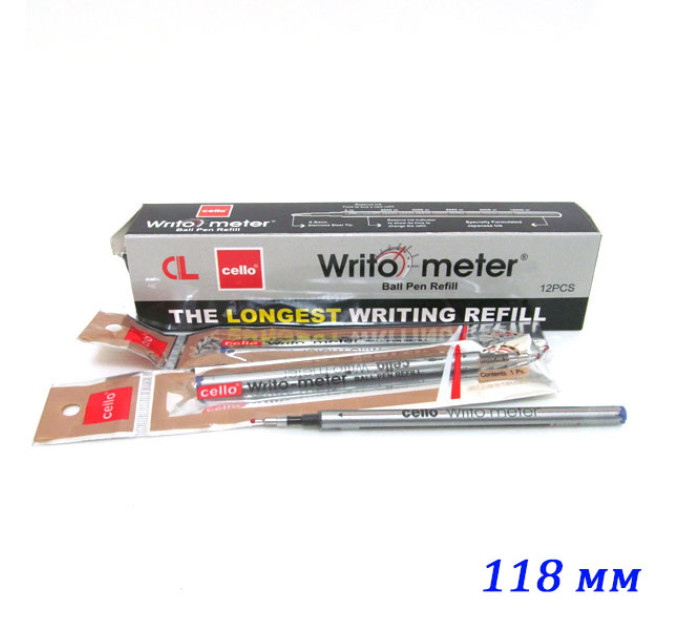 Ручка шариковая Cello Writo-meter 10км, масляная 0,5мм толщина линии, синяя Ручка долго пишет Сменный стержень