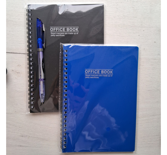 Тетрадь для записей "Office book", А5, 40 л., клетка, на спирали сбоку, пластиковая обложка, микс