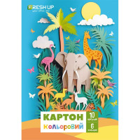 Картон кольоровий А4 Fresh Up, 10 аркушів, 7 кольорів, односторонній
