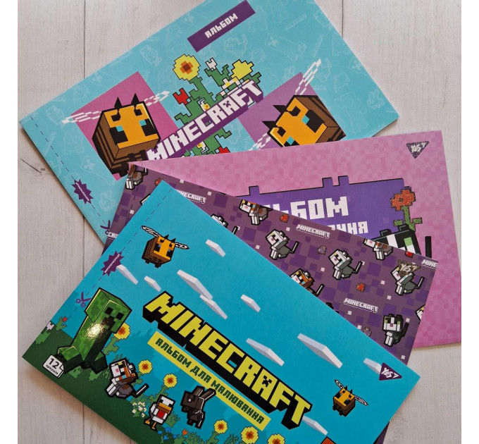 Альбом для малювання А4, 12 арк., на скобі з перфорацією, Minecraft Girls