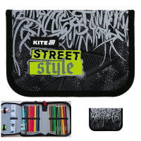 Пенал шкільний з наповненням Kite K25-621-6, 1 відділення, 1 відворот, Street Style