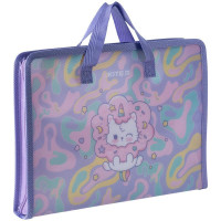 Папка-портфель A4 на блискавці Rainbow Catcorn, 1 відділення, пластикова