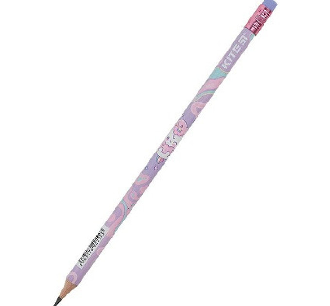 Олівець графітний Kite Rainbow Catcorn, твердість HB, з гумкою