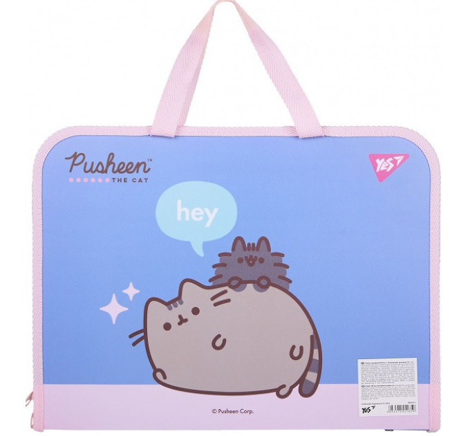 Папка-портфель А4+ Pusheen на молнии с тканевыми ручками