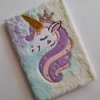 Блокнот пухнастий “Unicorn” із замком, А5, 80 арк., у клітинку