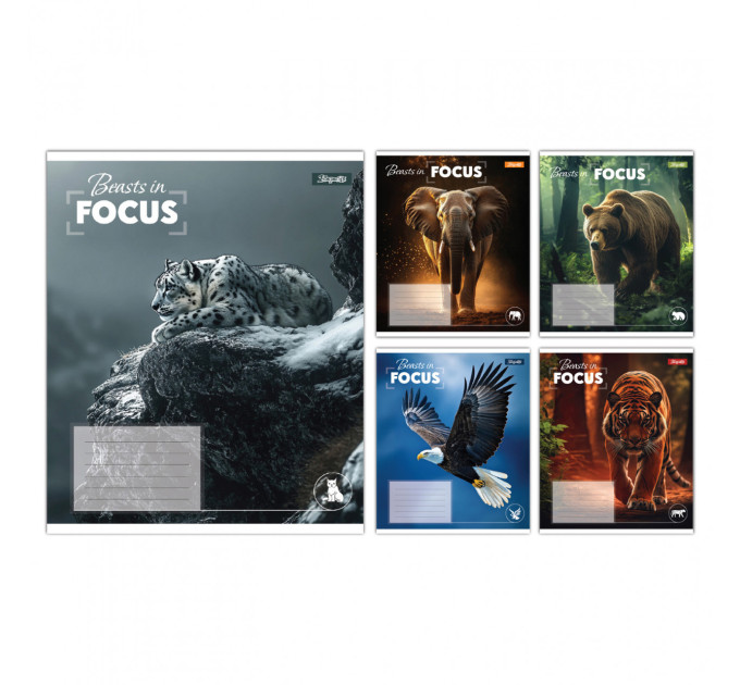 Тетрадь ученическая А5, 24 листа, клетка  "Beasts in Focus"