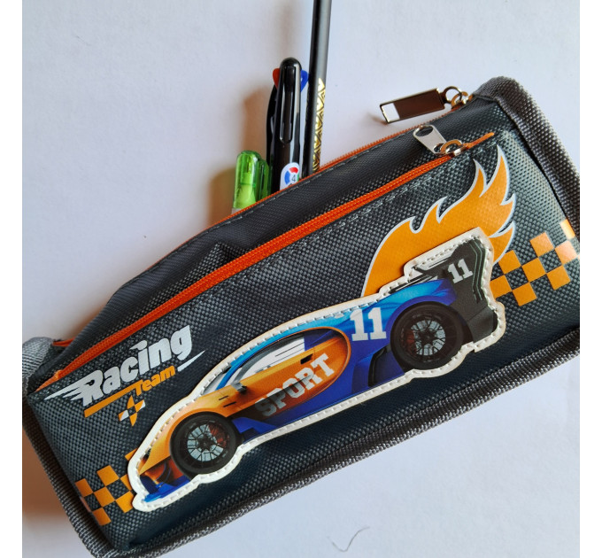 Пенал школьный текстильный Racing, 21×9.5×3.5 см, 2 отделения