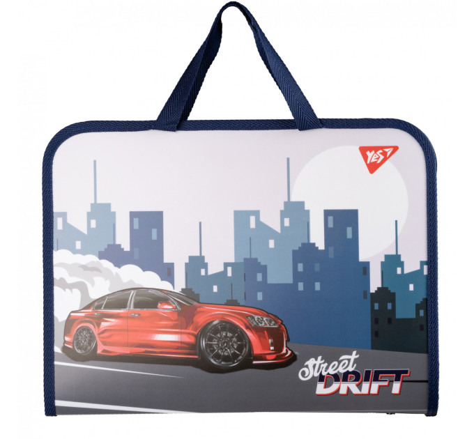 Папка-портфель Yes Drift Attack на молнии, 1 отделение, пластиковая