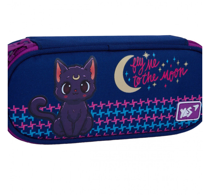 Пенал шкільний Yes Cat with the Moon, 1 відділення, з резинками для фіксації, для дівчаток