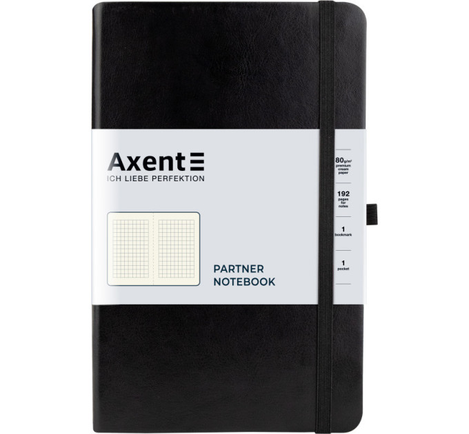 Книга записная на резинке Partner Lux, 125*195, 96 л., клетка, синяя Блокнот деловой чорний