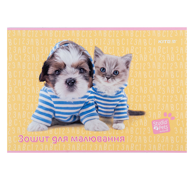 Альбом для малювання Kite Studio Pets, 12 аркушів, 100 г/м², скоба