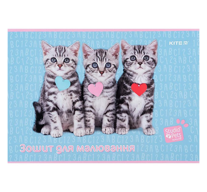 Альбом для малювання Kite Studio Pets, 12 аркушів, 100 г/м², скоба