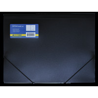 Папка на резинках серії Black А4, глянсовий пластик, чорна
