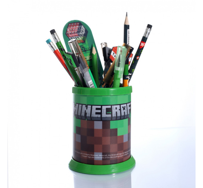 Стакан для письменных принадлежностей Minecraft, пластиковый, разборной, круглый Органайзер для стола