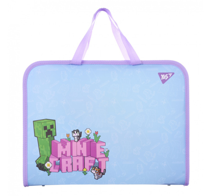 Папка-портфель Minecraft Spring на молнии с тканевыми ручками, 1 отделение, пластиковая Портфель для девочки