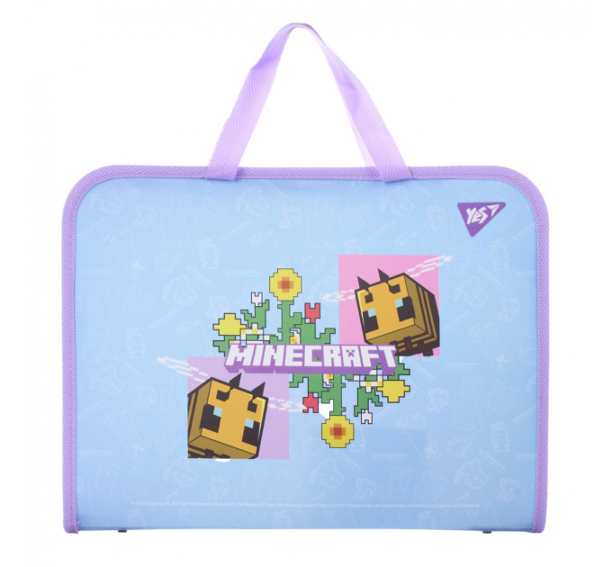 Папка-портфель Minecraft Spring на молнии с тканевыми ручками, 1 отделение, пластиковая Портфель для девочки