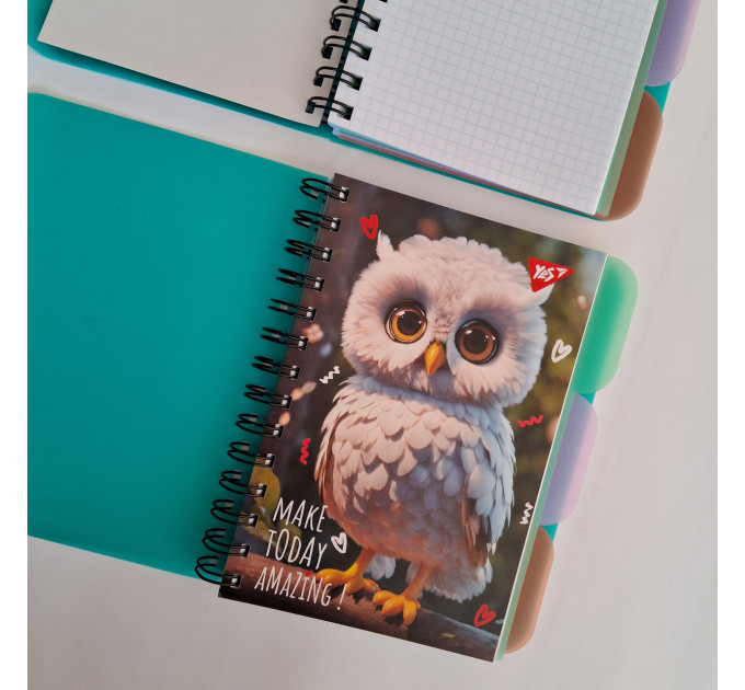 Тетрадь для записей Owl B6, 144 листа, с пластиковыми разделителями