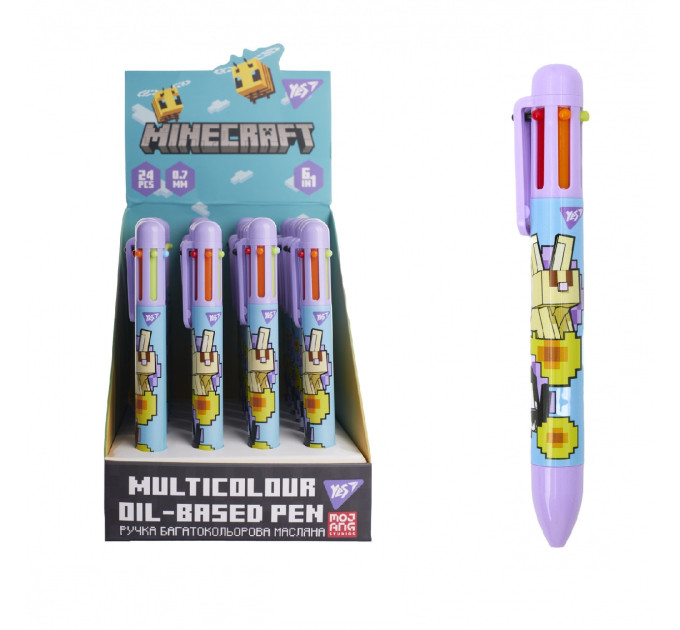 Ручка шариковая автоматическая Minecraft Spring 0,7 мм, 6 - цветная Ручка для девочки