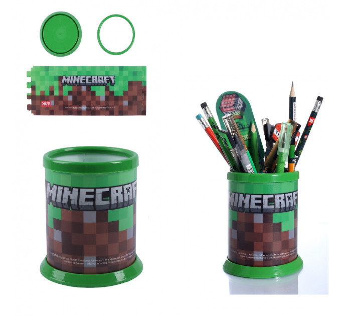 Стакан для письменных принадлежностей Minecraft, пластиковый, разборной, круглый Органайзер для стола