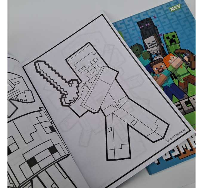 Раскраска А4 Minecraft с наклейками 8 страниц Раскраска для мальчиков