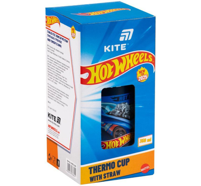 Термочашка с трубочкой, 350 мл Hot Wheels Термокружка детская
