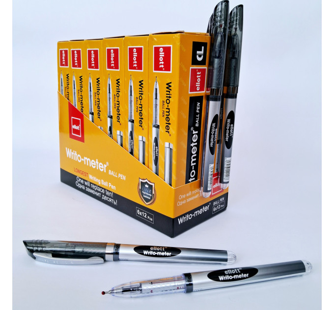 Ручка шариковая Ellott Writo-meter 10км, масляная 0,5мм толщина линии, черная Ручка долго пишет
