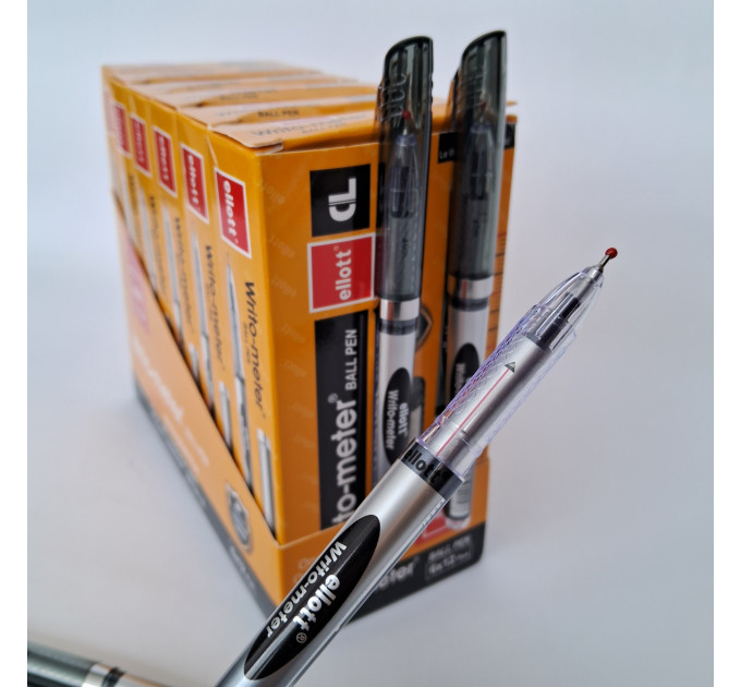 Ручка шариковая Ellott Writo-meter 10км, масляная 0,5мм толщина линии, черная Ручка долго пишет