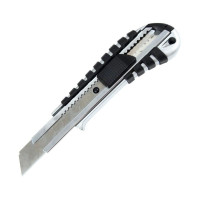 Ніж канцелярський металевий (Zn) 18мм, гумові вставки, авто-фіксатор