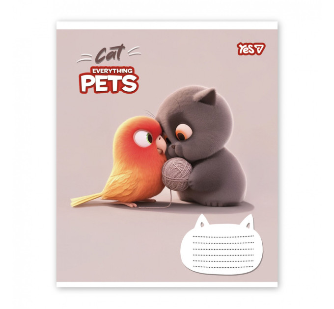 Тетрадь ученическая Yes Cat and pets А5 12 листов, клетка