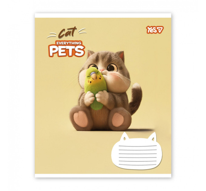 Тетрадь ученическая Yes Cat and pets А5 12 листов, клетка