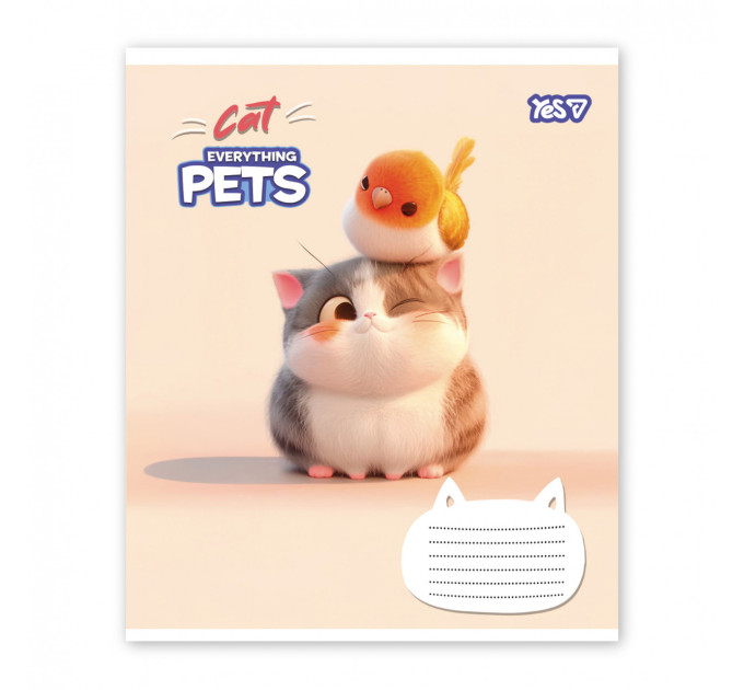 Тетрадь ученическая Yes Cat and pets А5 12 листов, клетка
