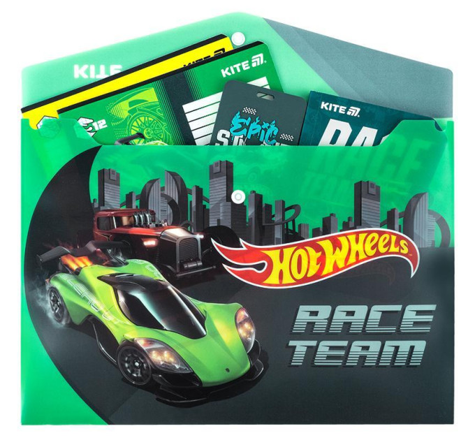 Папка-конверт A4 на кнопке Kite Hot Wheels Папка для факультативных занятий