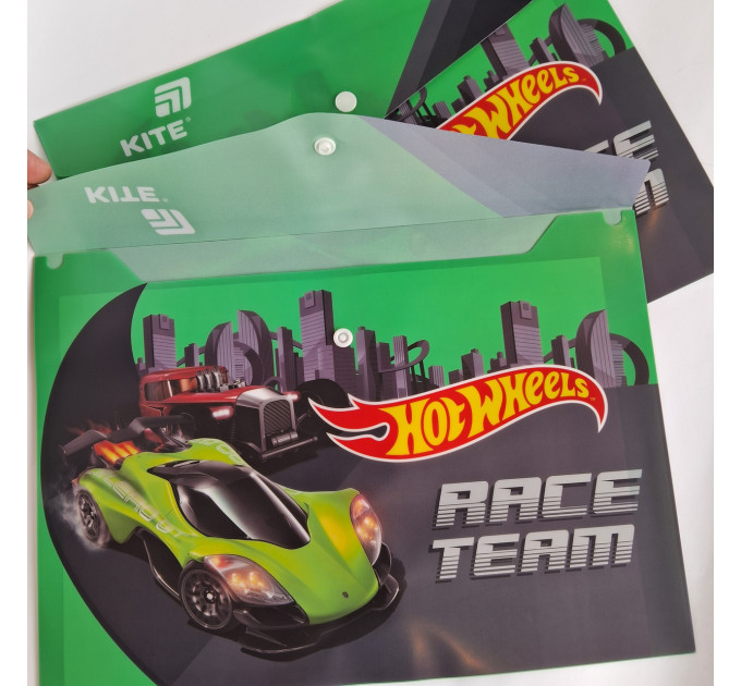 Папка-конверт A4 на кнопке Kite Hot Wheels Папка для факультативных занятий