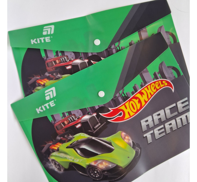 Папка-конверт A4 на кнопке Kite Hot Wheels Папка для факультативных занятий