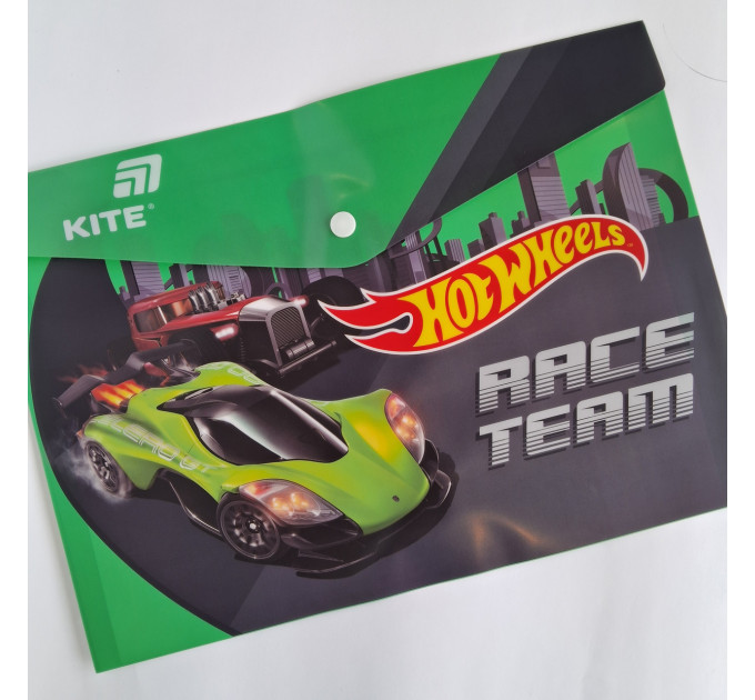 Папка-конверт A4 на кнопке Kite Hot Wheels Папка для факультативных занятий