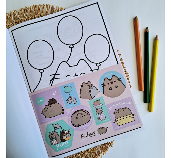 Раскраска Yes А4 Pusheen с наклейками и заданиями 12 страниц Раскраска для девочки