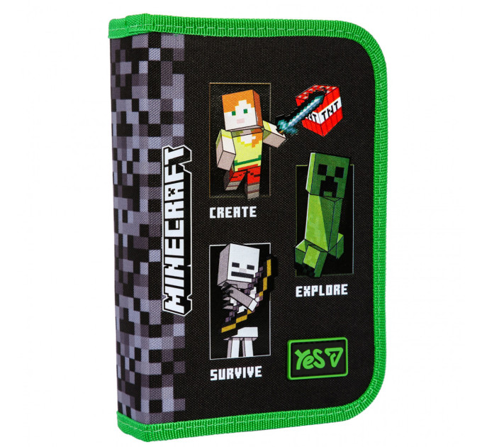 Пенал школьный с наполнением Yes Minecraft Reality, 1 отделение с 1 клапаном Пеналы майнкрафт