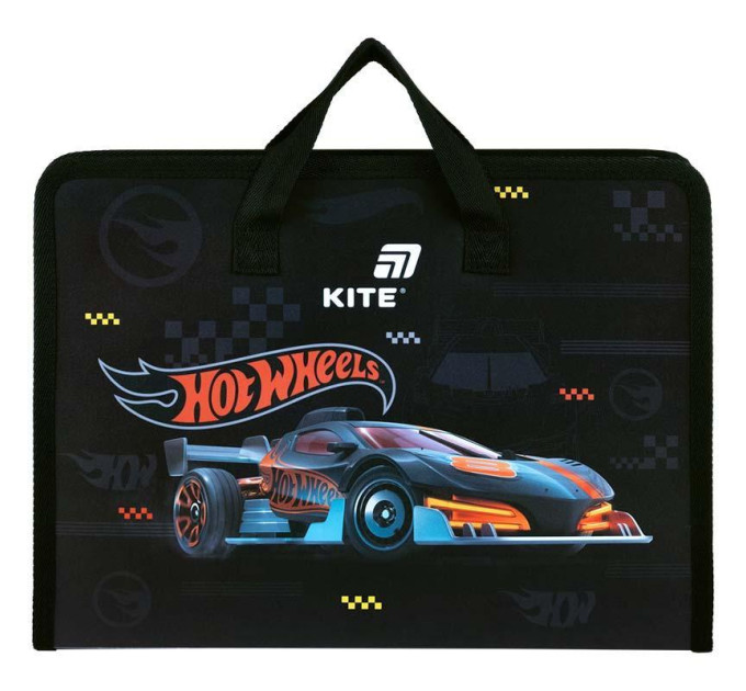 Папка-портфель Kite Hot Wheels на молнии 1 отделение пластиковая Портфель для мальчика