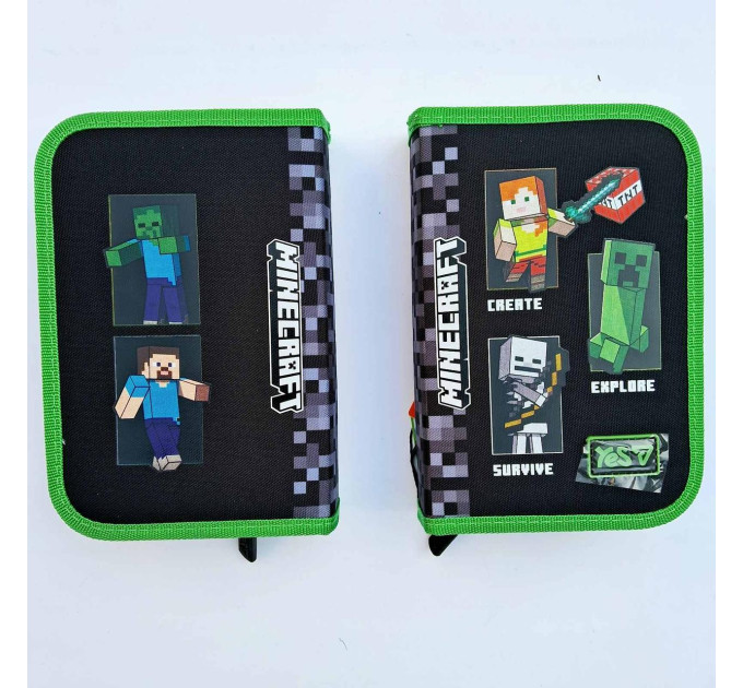 Пенал школьный с наполнением Yes Minecraft Reality, 1 отделение с 1 клапаном Пеналы майнкрафт