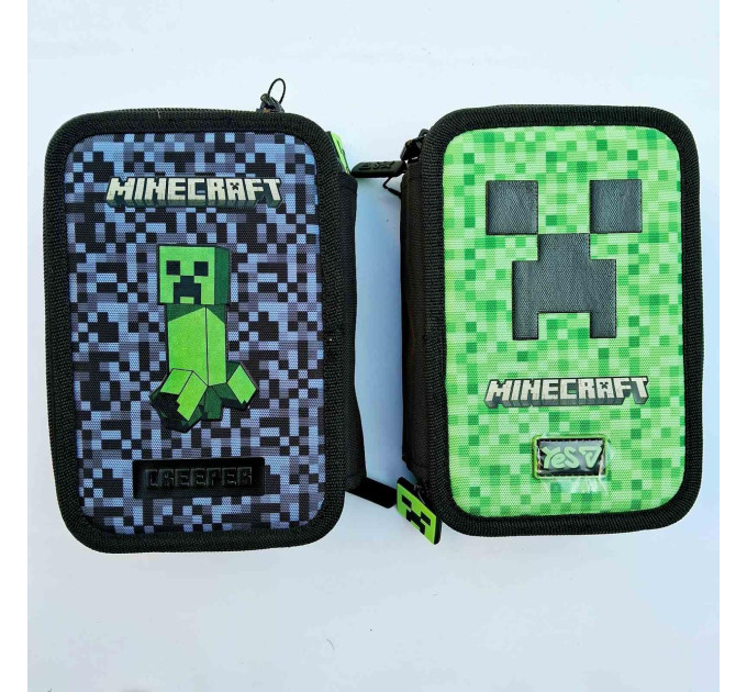 Пенал школьный с наполнением Yes Minecraft Adventure, 3 отделения, с наполнением Пенал подарок для первоклассника