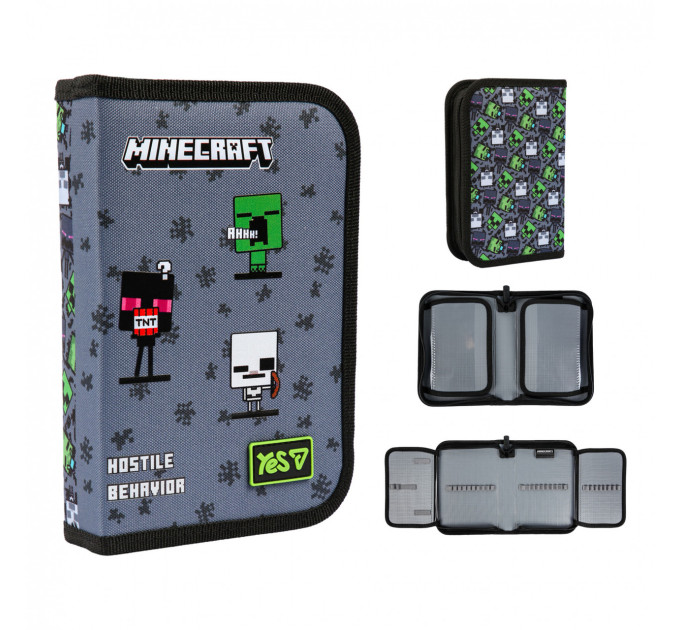 Пенал школьный без наполнения Yes Minecraft Reality, 1 отделение, с 2 клапанами Пенал для мальчика